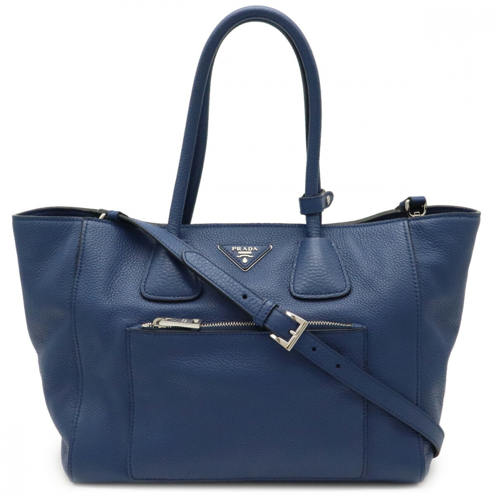 Prada Prada VITELLO PHENIX tote bag 2WAY shoulder leather BLUETTE blue gold metal fittings BN2795