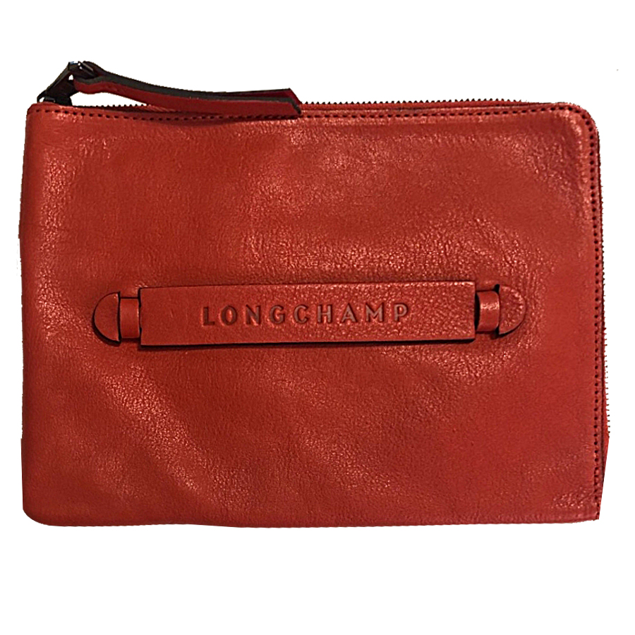 Longchamp Le Foulonné Leather Pouch Bag, Chestnut at John Lewis & Partners