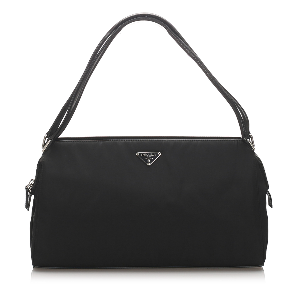 Prada B Prada Black Nylon Fabric Tessuto Shoulder Bag ITALY