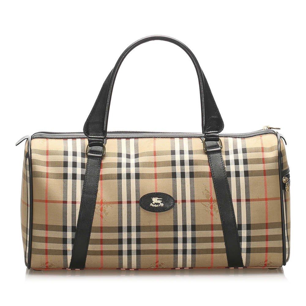 Burberry B Burberry Brown Beige with Multi Canvas Fabric Haymarket Check Boston Bag United Kingdom