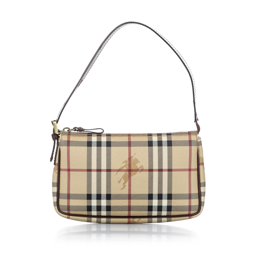 Burberry B Burberry Brown Beige with Multi Canvas Fabric Haymarket Check Baguette UNITED KINGDOM