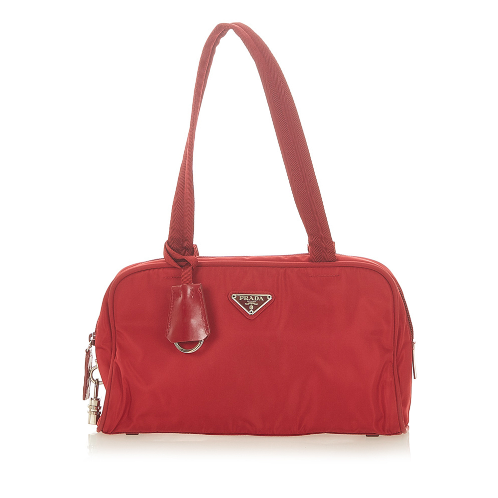 Prada B Prada Red Nylon Fabric Tessuto Handbag Italy