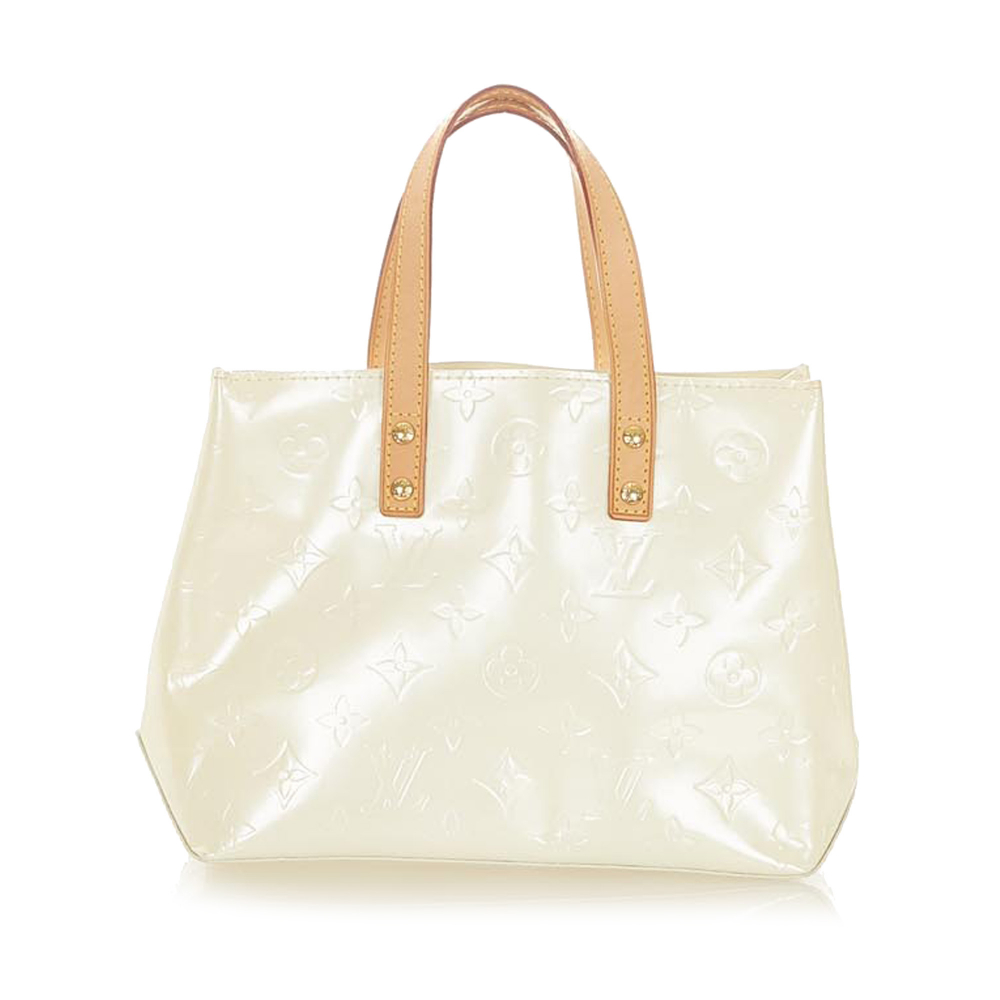 Louis Vuitton AB Louis Vuitton White Pearl with Brown Light Brown Vernis Leather Leather Vernis Reade PM France