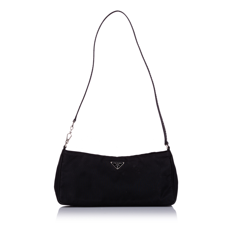 Prada B Prada Black Nylon Fabric Tessuto Shoulder Bag ITALY