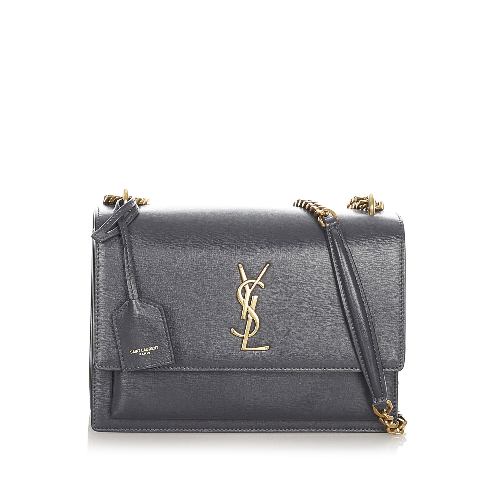 Saint Laurent B YSL Black Calf Leather Sunset Shoulder Bag France