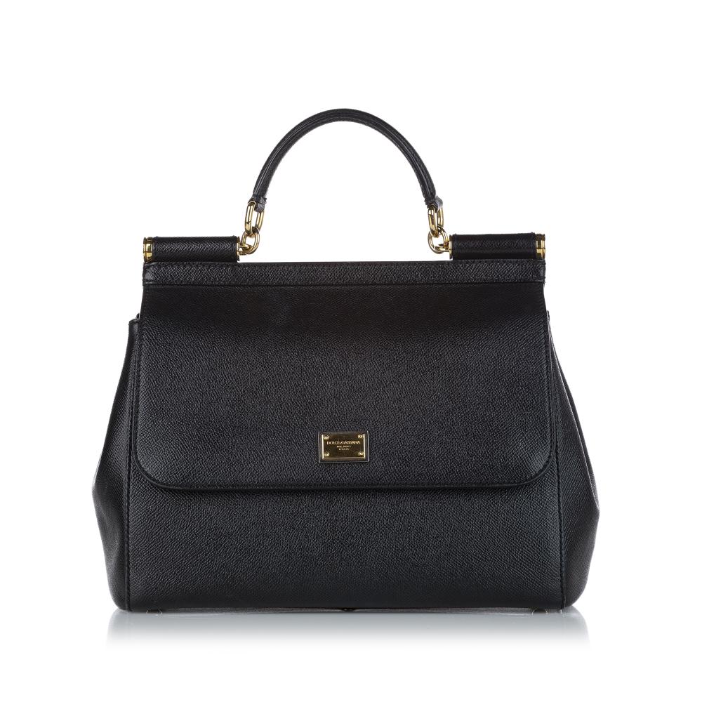 Dolce&Gabbana B Dolce&Gabbana Black Calf Leather Miss Sicily Satchel Italy