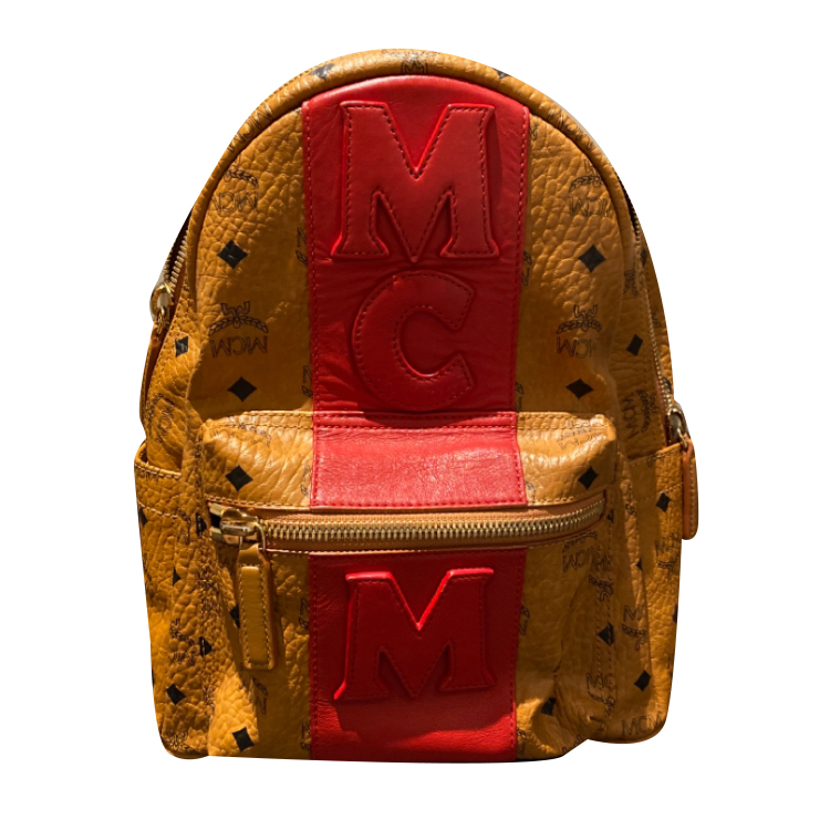 Mcm backpack with outlet red stripe