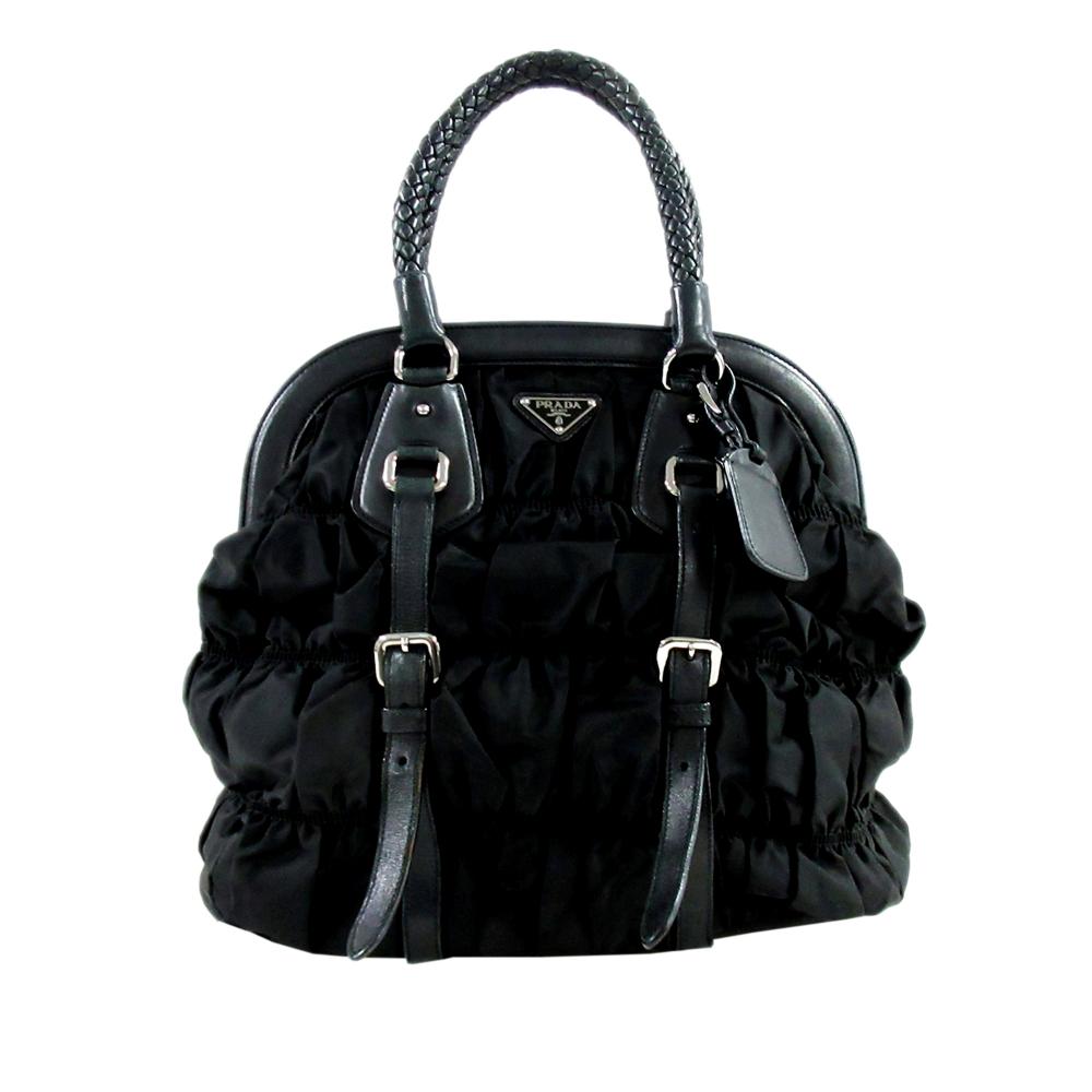 Prada B Prada Black Nylon Fabric Tessuto Gaufre Shoulder Bag Italy