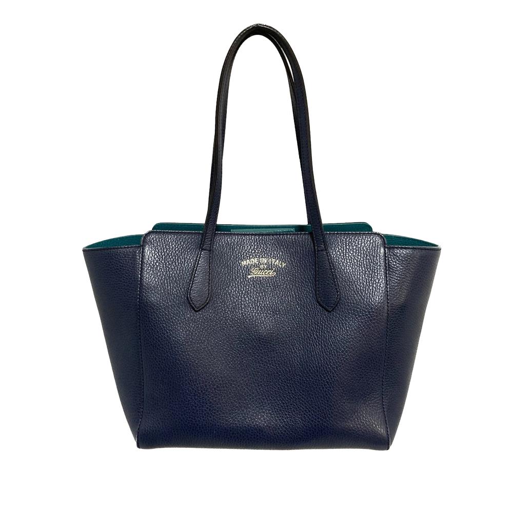 Gucci B Gucci Blue Midnight Blue Calf Leather Swing Tote Bag Italy