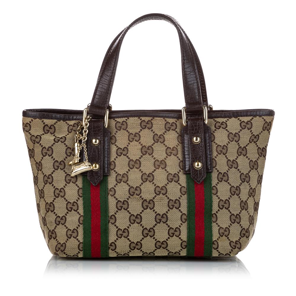 Gucci B Gucci Brown Beige with Multi Canvas Fabric GG Jolicoeur Tote Bag Italy