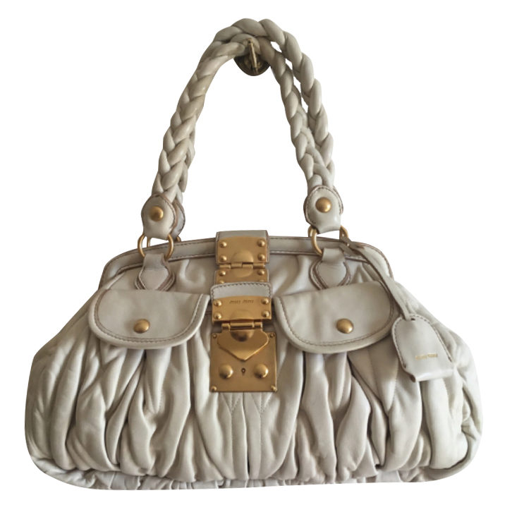 Miu Miu Cream quilted nappa leather