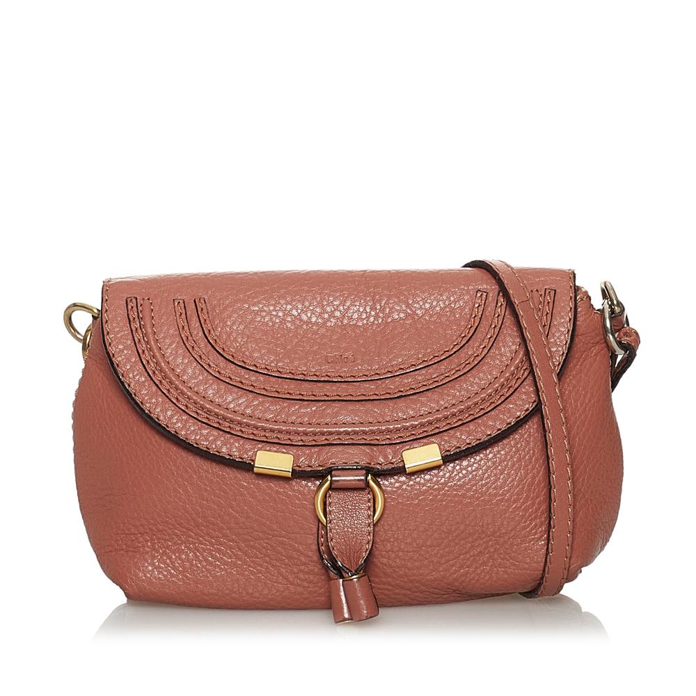 Chloé B Chloe Brown Calf Leather Marcie Crossbody Bag France