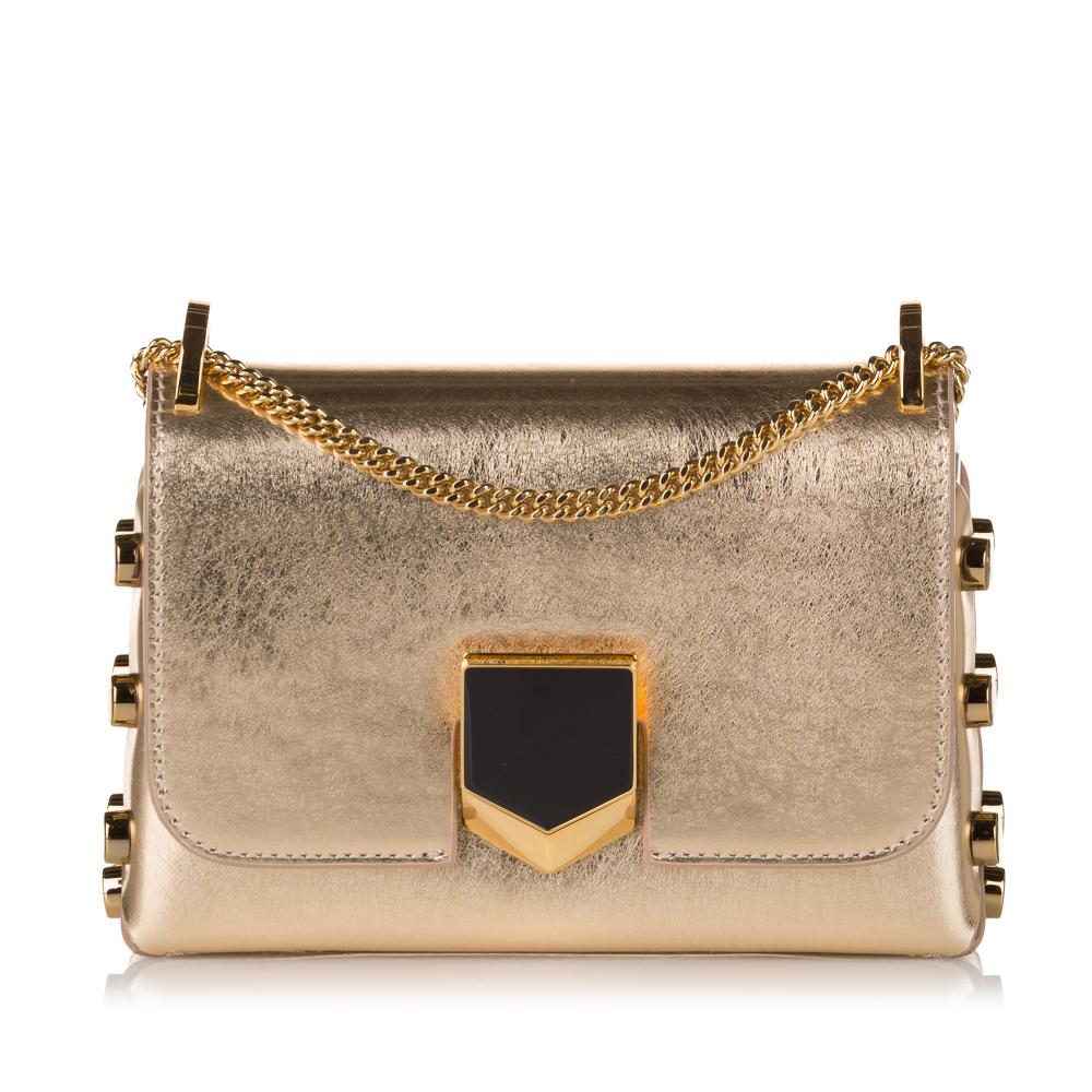 Jimmy Choo B Jimmy Choo Gold Calf Leather Mini Lockett Crossbody Bag ITALY