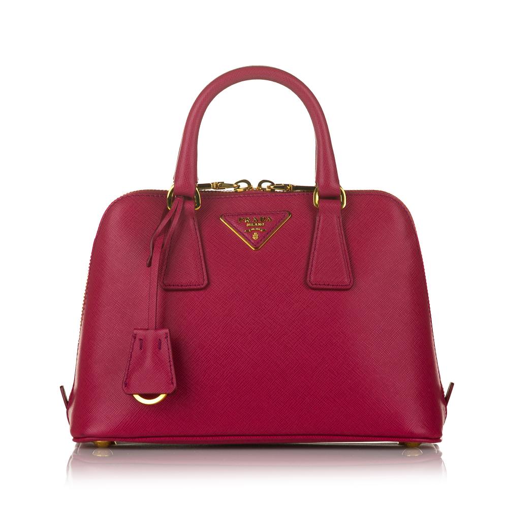 Prada B Prada Red Calf Leather Saffiano Promenade Satchel Italy