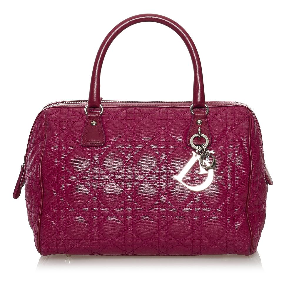 Christian Dior B Dior Purple Calf Leather Cannage Boston Bag France