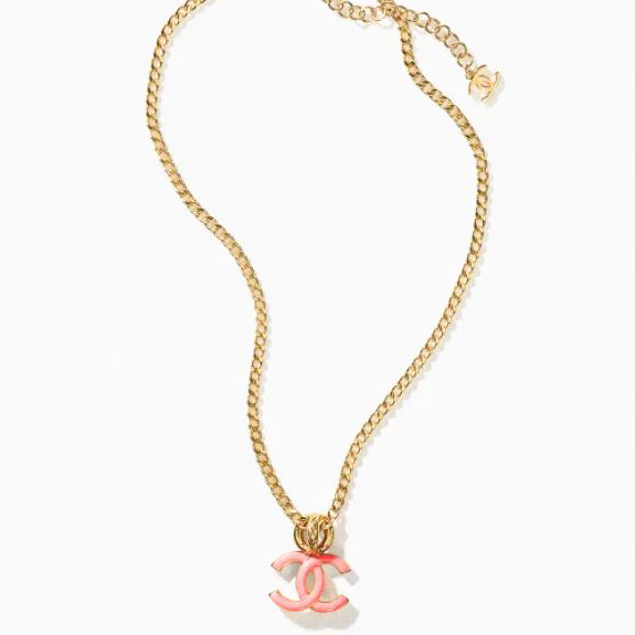 Necklace Metal & Resin Gold & Pink - Chanel | MyPrivateDressing