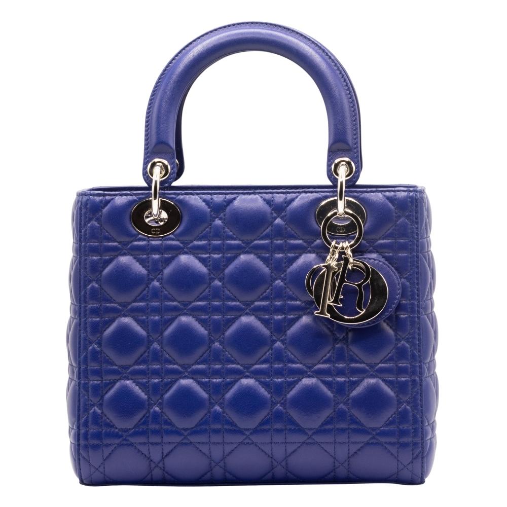 Christian Dior Lady Dior Cannage Iris Leather Medium