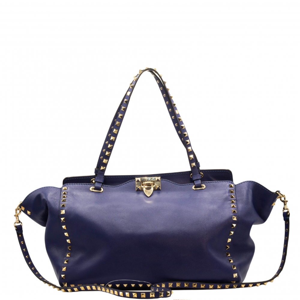 Valentino Rockstud Tote Blue Leather