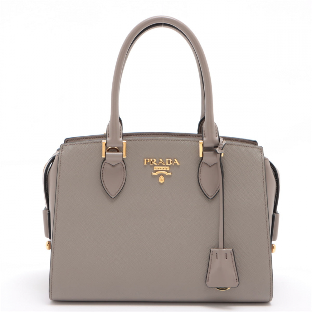 Prada Saffiano Leather 2way Medium Grey