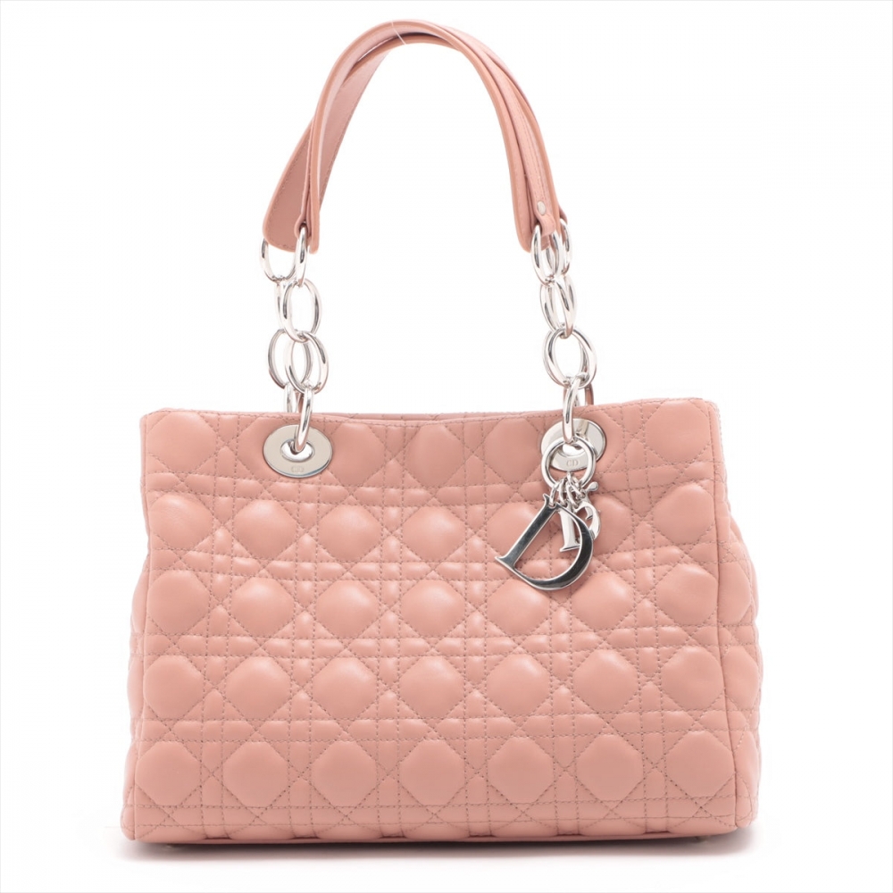 Christian Dior Shoulder Bag Cannage Leather Pink