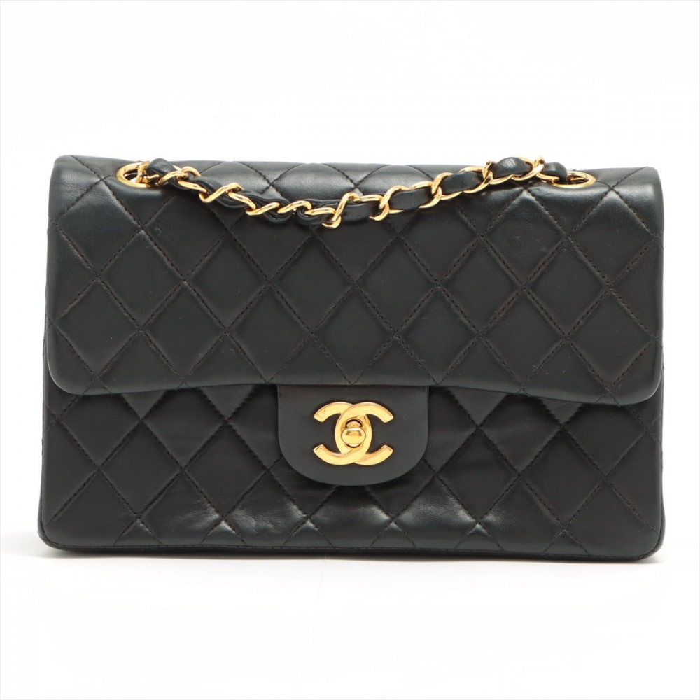 Chanel Double Flap 1997-1999 Black Lambskin Small