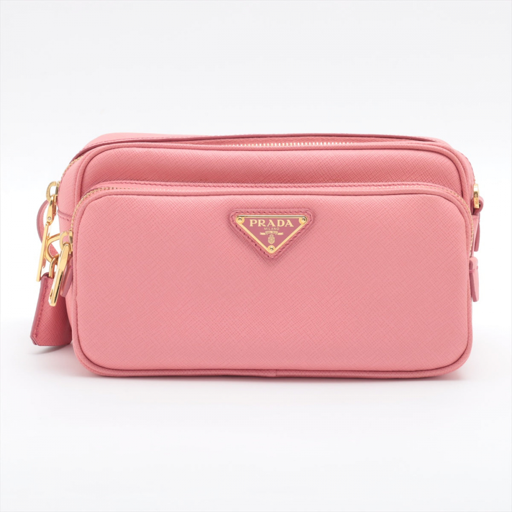 Prada Front Pocket Crossboby in Pink Saffiano Leather