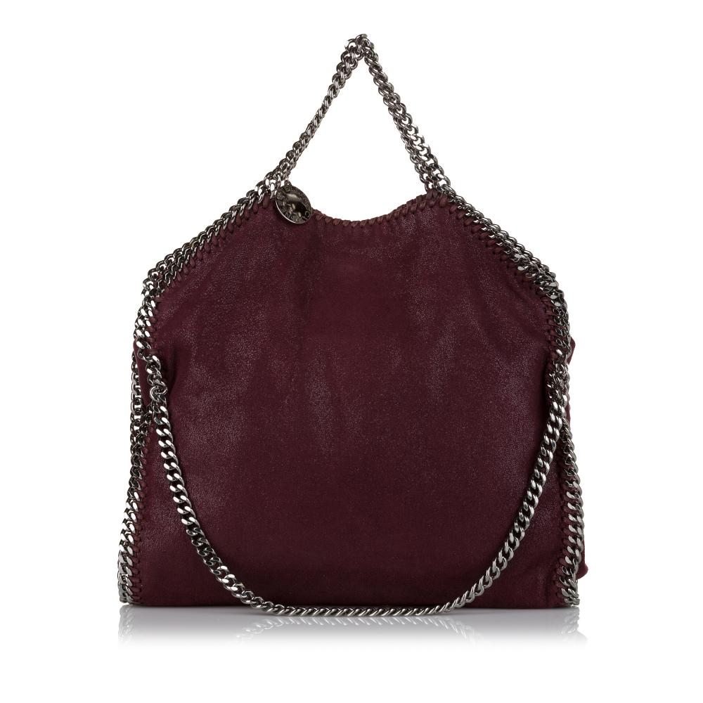 Stella McCartney AB Stella McCartney Red Bordeaux Cotton Fabric Falabella Shaggy Deer Fold-Over Satchel Italy