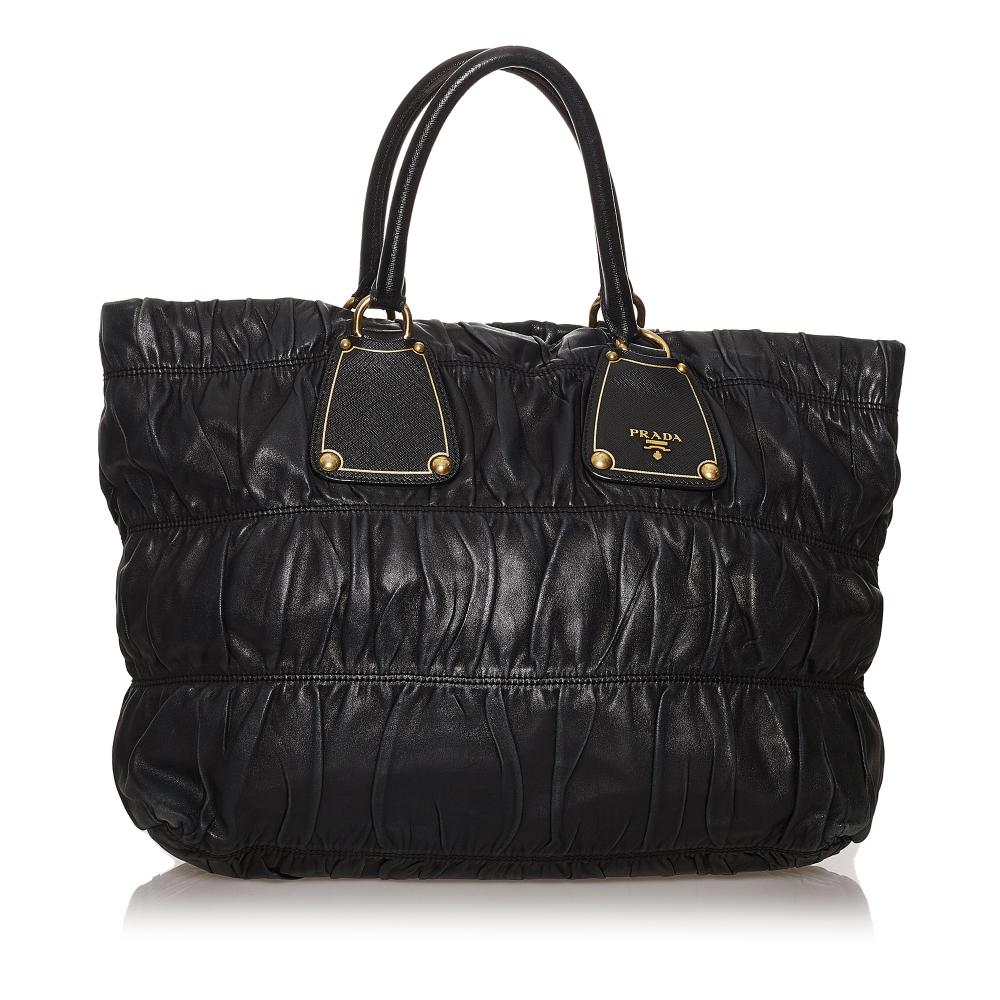 Prada B Prada Black Nappa Leather Leather Nappa Gaufre Tote Bag Italy