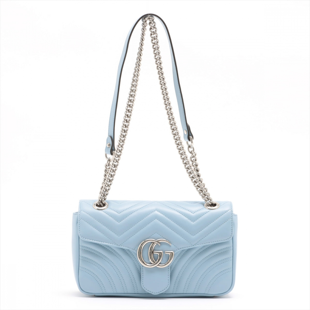 Gucci GG Marmont Leather Chain Shoulder Bag Azure