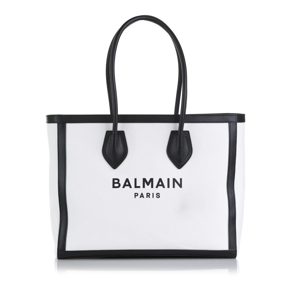 Balmain B Balmain White Canvas Fabric B-Army Tote Italy