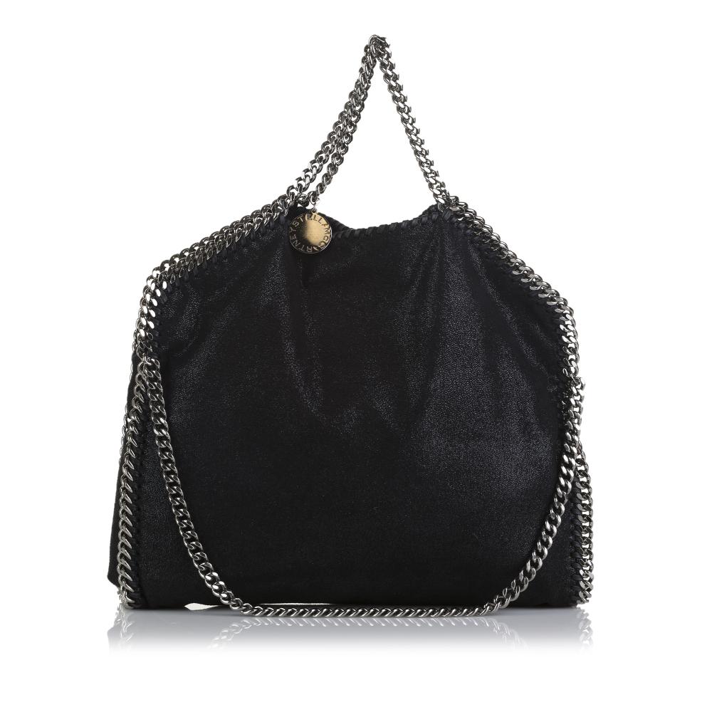 Stella McCartney A Stella McCartney Black Chemical Fiber Fabric Falabella Shaggy Deer Satchel Italy