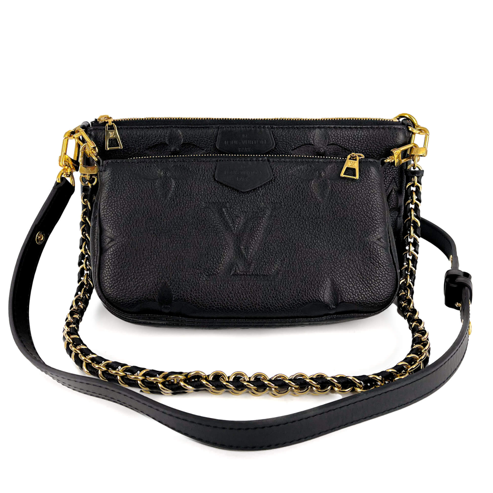 Louis Vuitton Multi Pochette Accessories Black Monogram Empreinte Leather