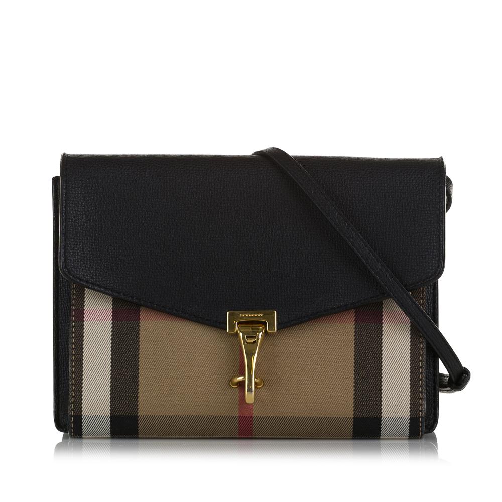 Burberry AB Burberry Black with Multi Canvas Fabric House Check Crossbody Bag Italy