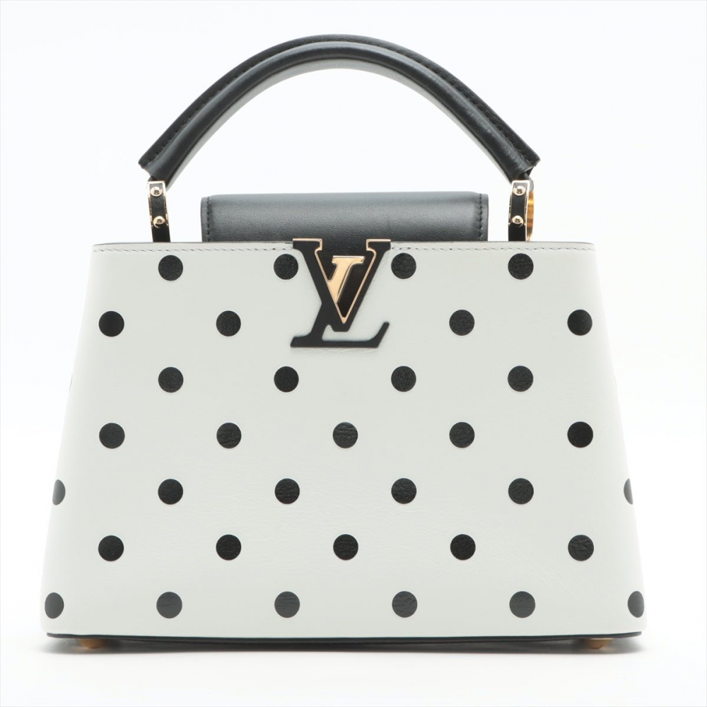 Louis Vuitton Capucines BB White with Black Polka Dots