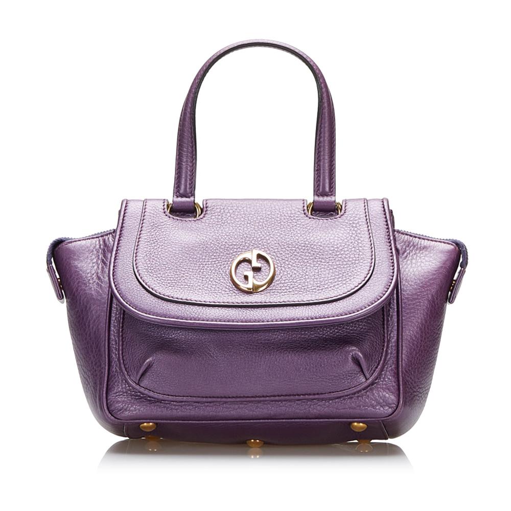 Gucci AB Gucci Purple Calf Leather Small 1973 Handbag Italy