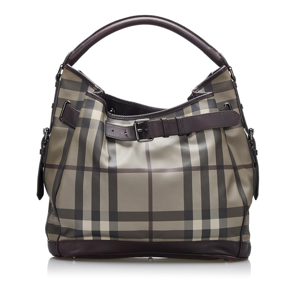 Burberry B Burberry Gray PVC Plastic Smoke Check Tote Bag China