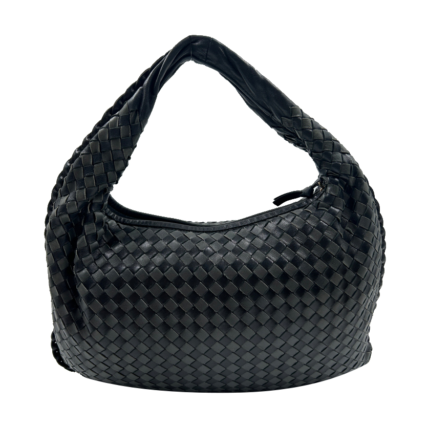 Bottega Veneta Black Leather Medium Veneta