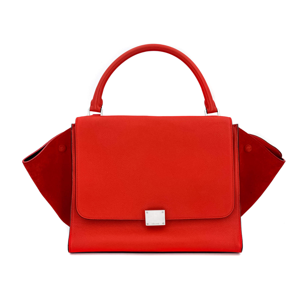 Celine Trapeze Medium Leather Red Bag