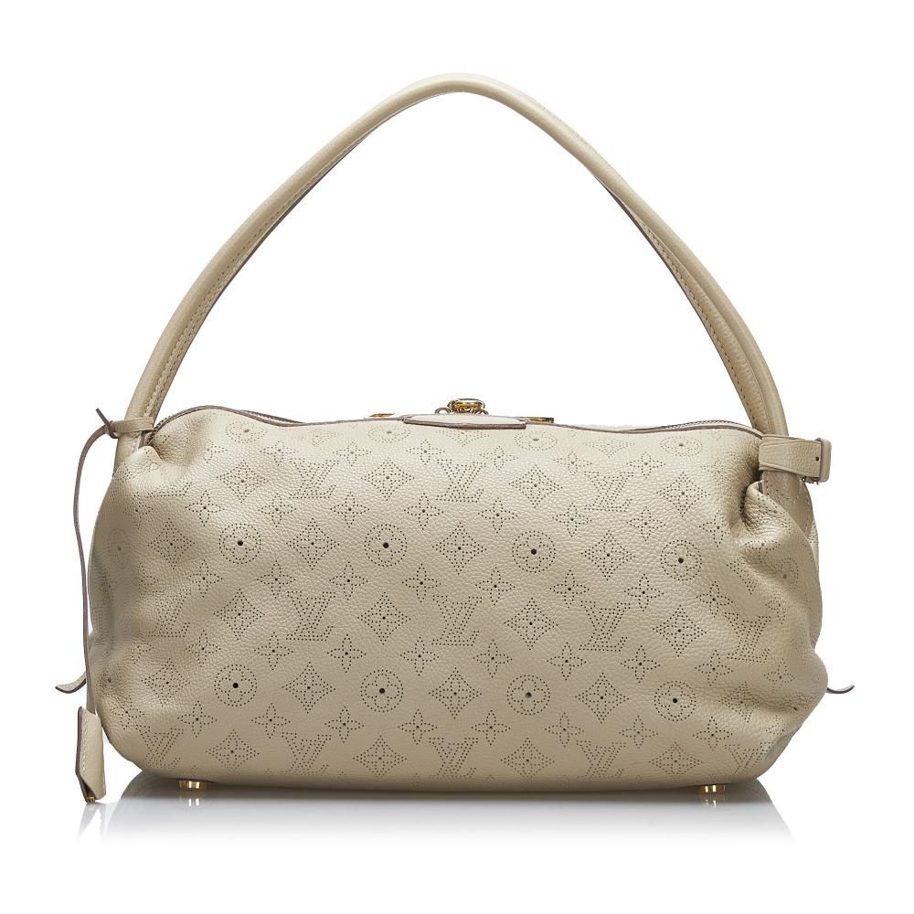 Louis Vuitton B Louis Vuitton Brown Beige Calf Leather Mahina Galatea MM France