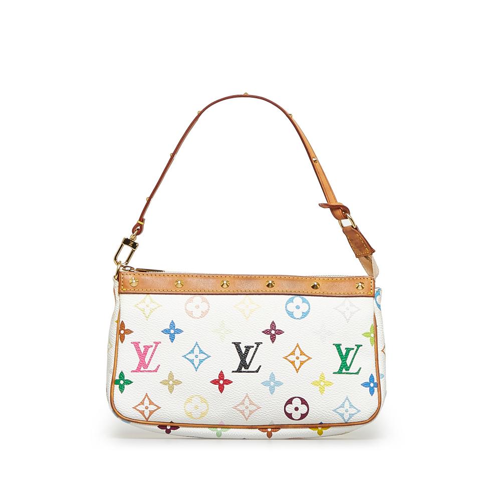 Louis Vuitton B Louis Vuitton White Monogram Canvas Canvas Monogram Multicolore Pochette Accessoires France