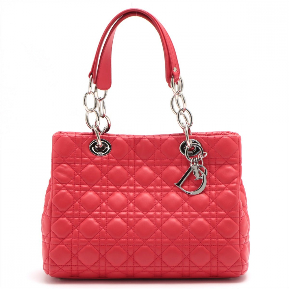 Christian Dior Cannage Tote in Red Leather