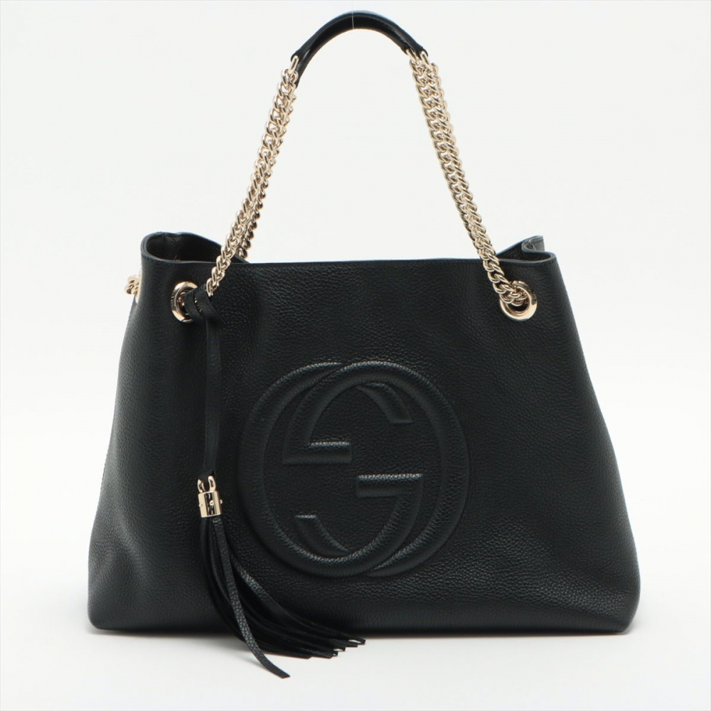 Gucci Soho Leather Chain Black Tote