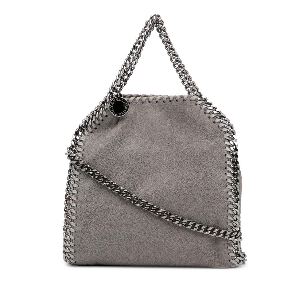 Stella McCartney A Stella McCartney Gray Polyester Fabric Tiny Falabella Tote Italy