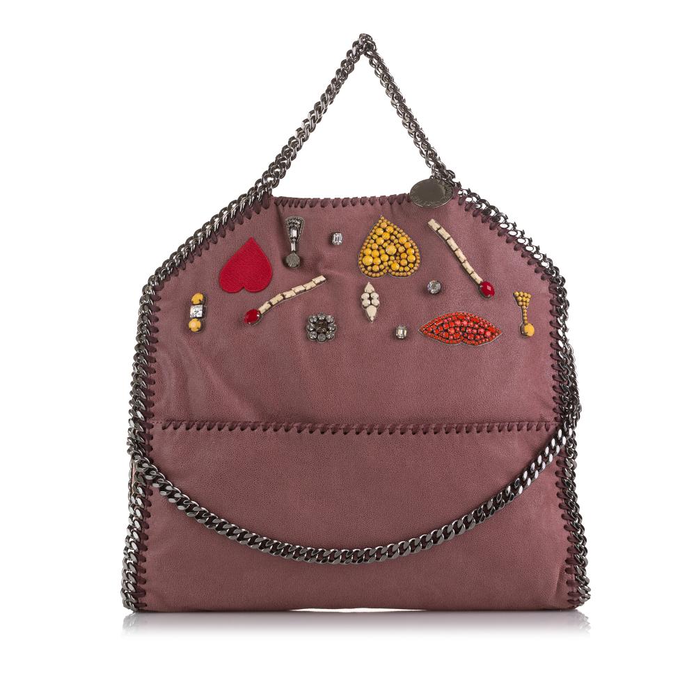 Stella McCartney AB Stella McCartney Pink Polyester Fabric Embellished Falabella Satchel Italy