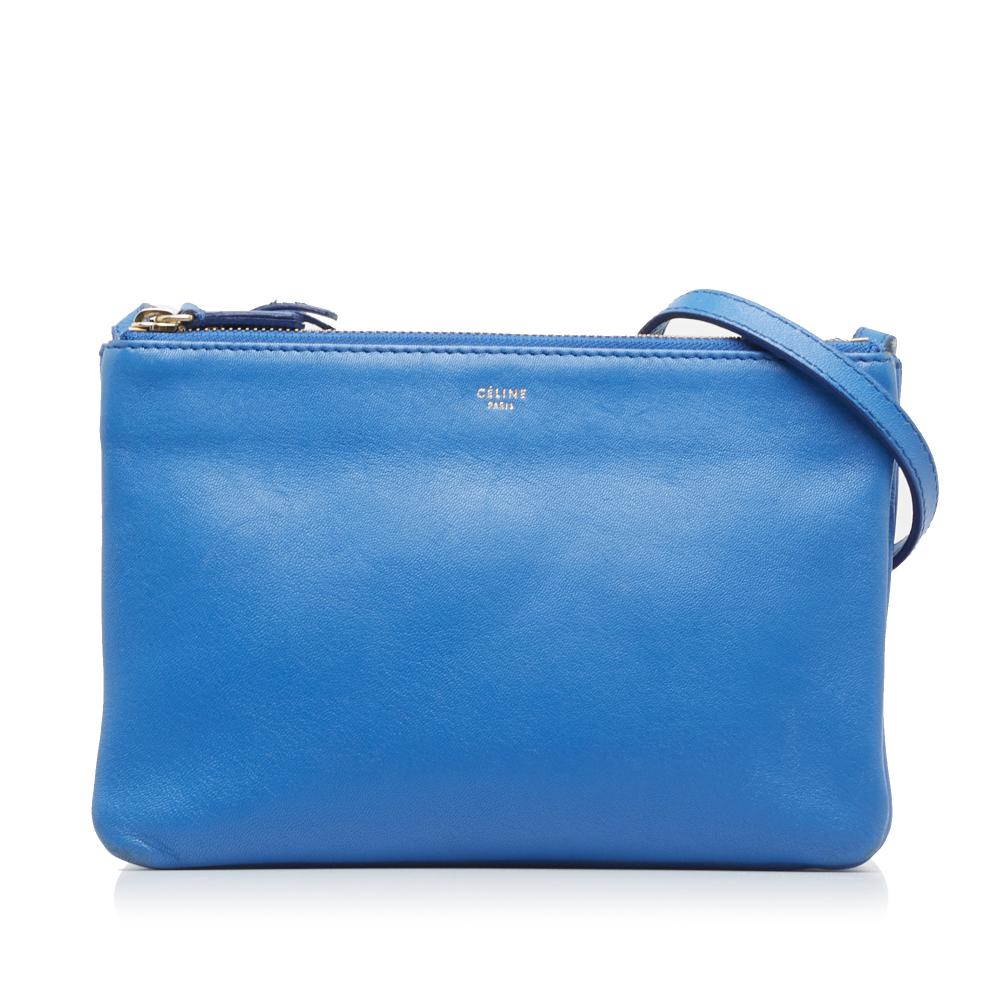 Celine B Celine Blue Calf Leather Small Trio Crossbody Italy