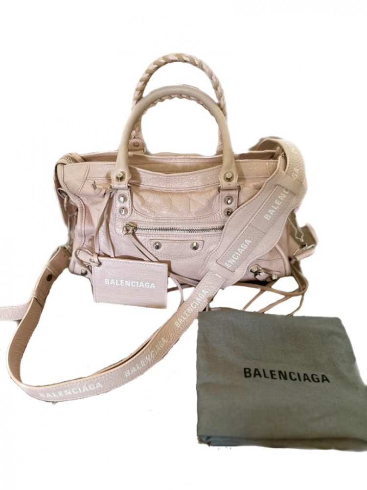 Balenciaga Pink Leather Small Classic City Tote Bag Size: Small