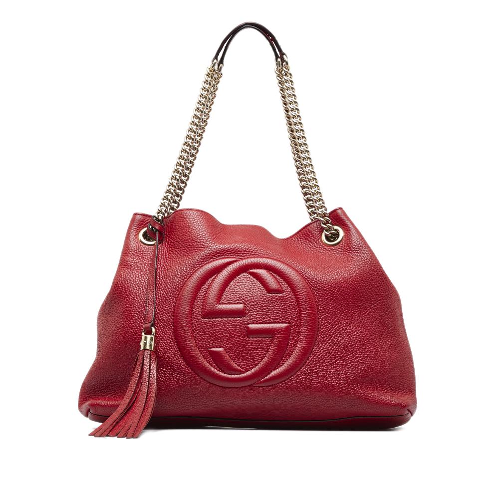 Gucci AB Gucci Red Calf Leather Soho Chain Italy