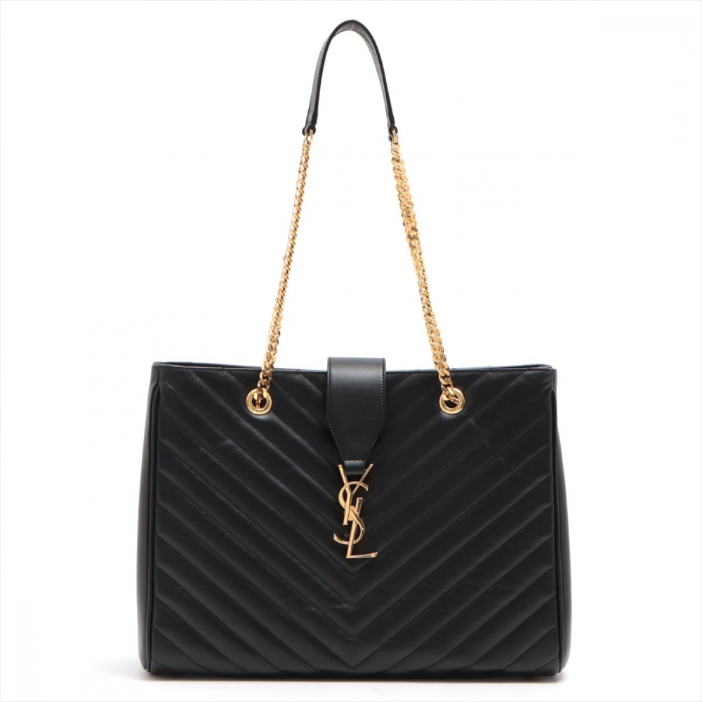 Saint Laurent Loulou Large Black Leather Tote