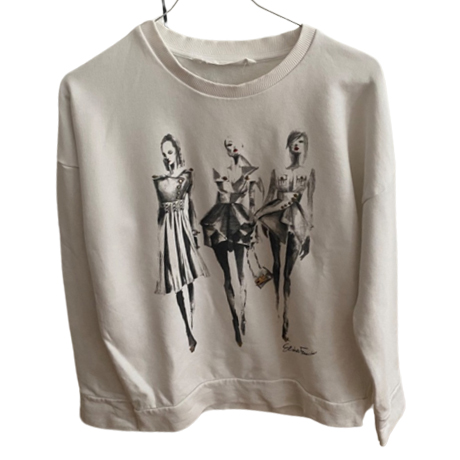 Elisabetta Franchi Sweat blanc avec dessins de mode