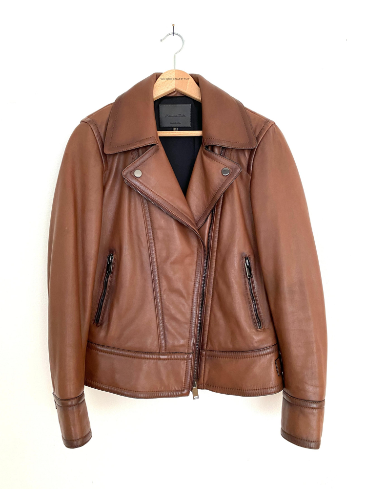 Massimo Dutti Brown Leather Jacket - Size EU 36 / US 4